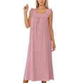thumbnail image 3 of Ohufall Nightdress for Women Square Neck Ruched Solid Color Maxi Dress Sleeveless Loungewear & Sleepwear Long Dress, 3 of 8