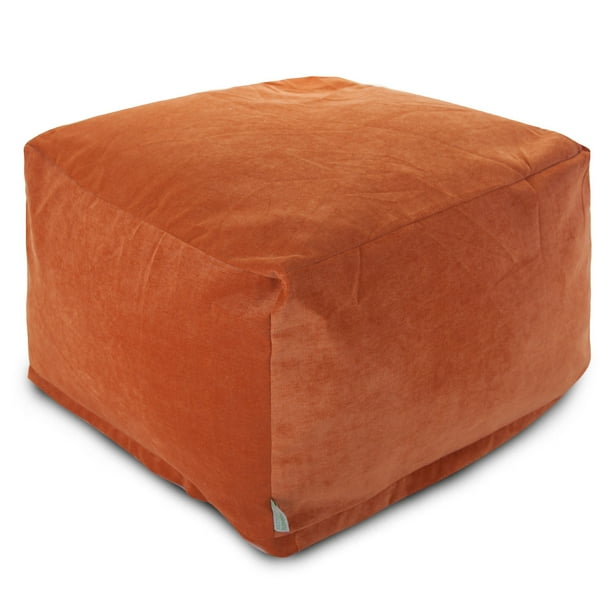 Majestic Home Goods Indoor Micro Velvet Orange Villa Ottoman Pouf