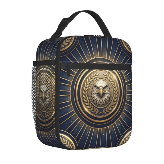Eagle Lunch Bag Handheld Portable Reusable Cooler Tote Front Pocket Work Office Commute Daily Food Container
