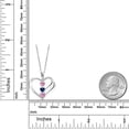 thumbnail image 2 of 925 Sterling Silver Pink Moissanite and Blue Created Sapphire and White Moissanite 3-Stone Pendant Necklace for Women (1.10 Cttw, Gemstone Birthstone, Heart Shape 4MM, with 18 inch Silver Chain), 2 of 3