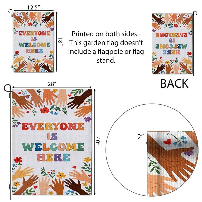 TiniDecor Everyone Is Welcome Garden Flag – 28”x40” Inclusive Yard Sign, Colorful Outdoor Decor