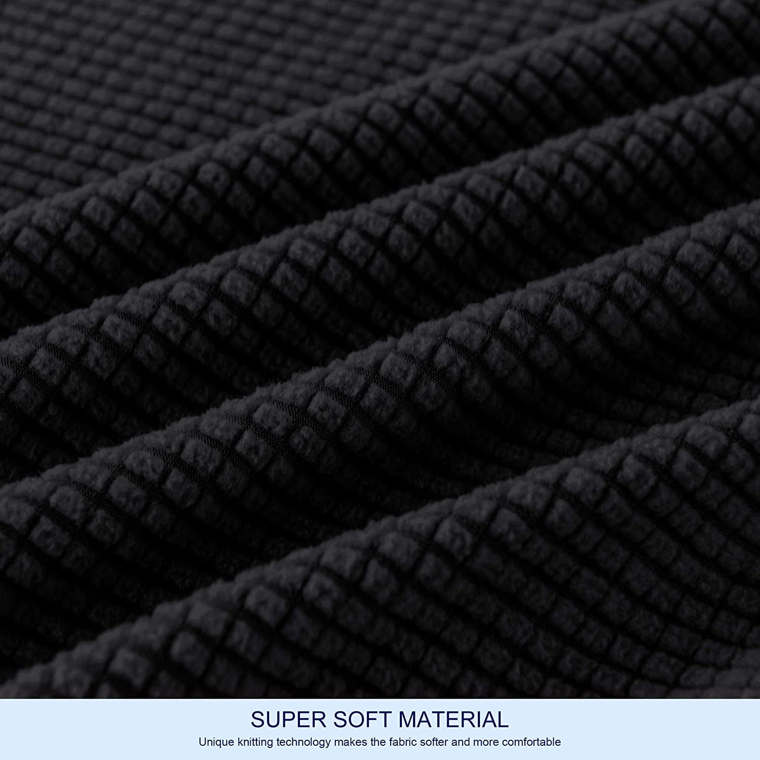 Subrtex Stretch 2-Piece Textured Grid Slipcover Sofa Cover, Black