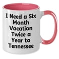 thumbnail image 2 of Tennessee Inspiration Coffee Mugs, Unique Gifts for Tennessee Lovers, I Need a Six Month Vacation Twice a Year to Tennessee Funny Quotes, Navy and White Two Tone Mug, 2 of 5