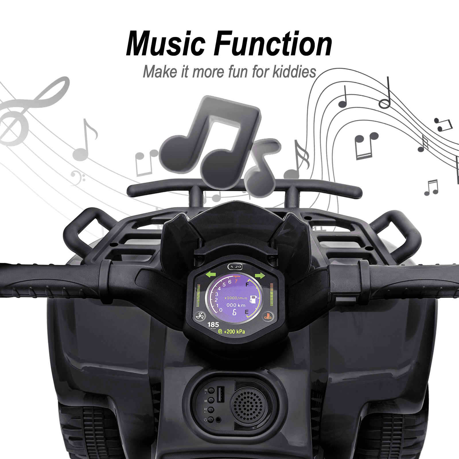 Hikiddo 6V Ride-on Toy for Toddlers, Kids ATV 4 Wheeler for 1-3 Boys & Girls with Music - Black