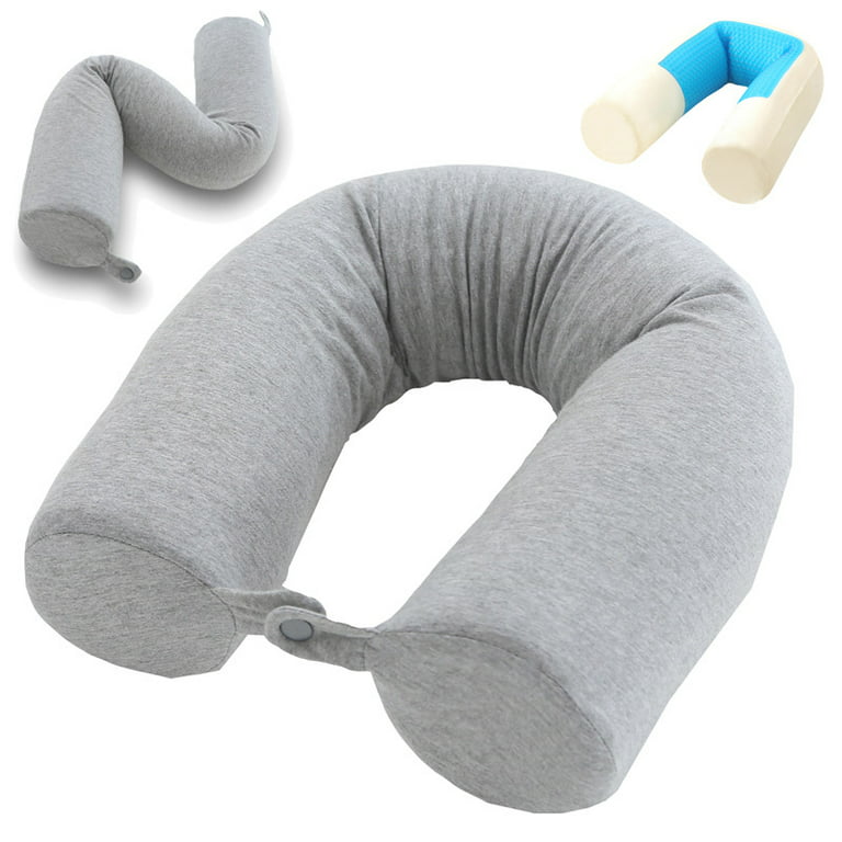 Memory Foam Travel Pillow for Neck, , Lumbar and Leg Support - Neck Pillows  for Sleeping Travel Airplane for Side, Stomach and Back Sleepers -  Adjustable, Bendable Roll Pillow