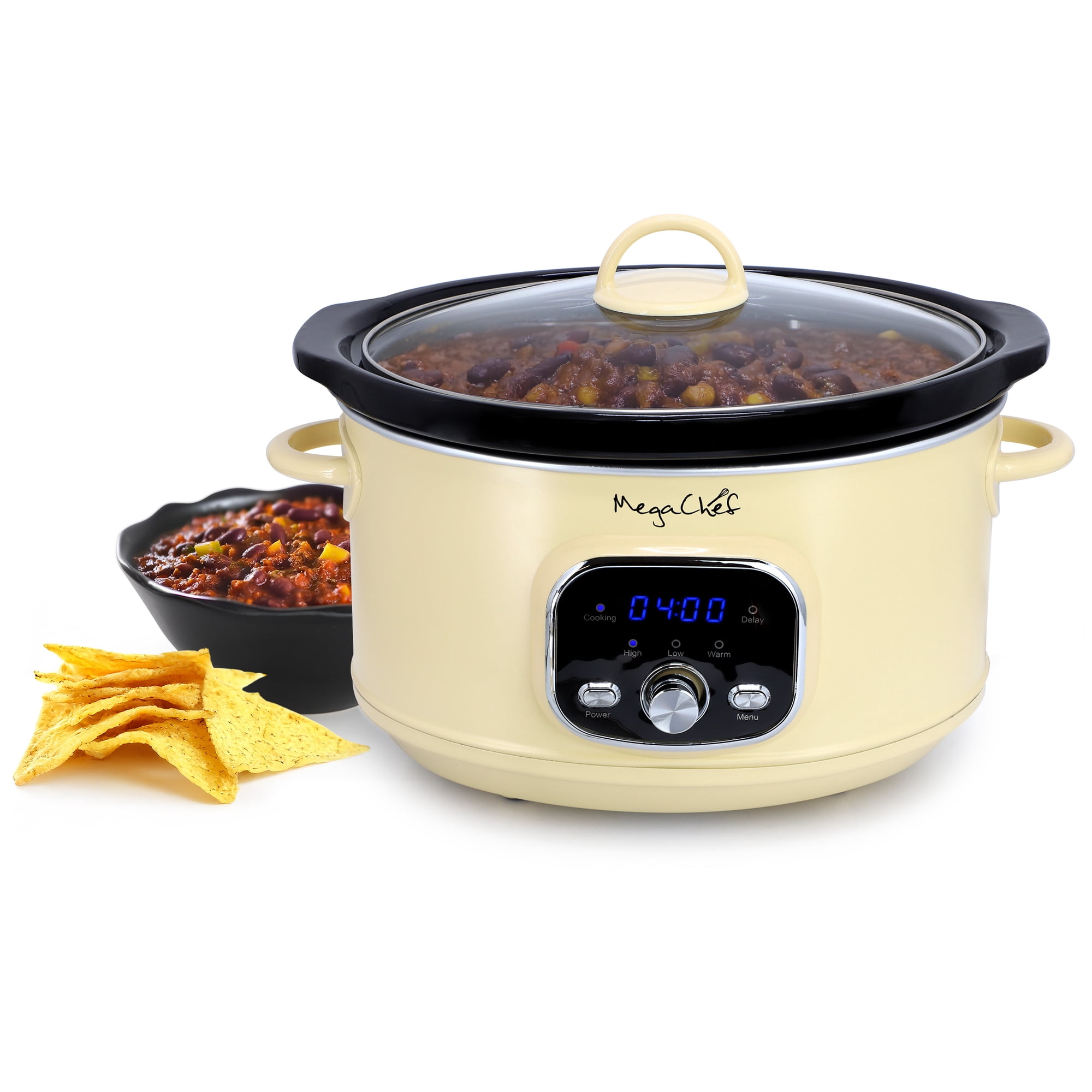 MegaChef 3.5 Quart Electric Slow Cooker in Ivory