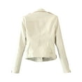 thumbnail image 3 of felwors Women's Faux Leather Motorcycle Jacket - Zip-Front Casual Outerwear White, L, 3 of 3