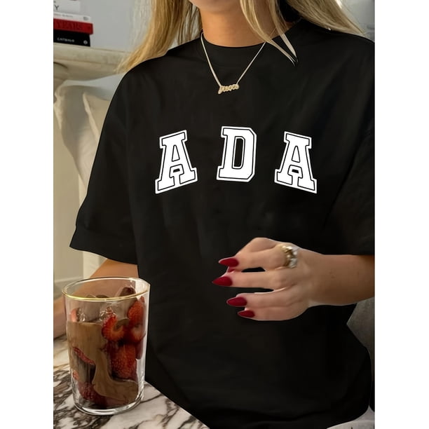 Camiseta de verano para mujer con Cuello Redondo1pc Vintage Style Women'S T-Shirt, Geometric Pattern, Short Sleeve, Crew Neck, Polyester Knit Fabric, Regular Length - Casual Summer TopFather's Day,