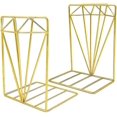 thumbnail image 1 of Bookends Metal Gold Bookcase Collection - 3d Stereo Diamond Design, Ideal For Organizing Books, Magazines, Cds, Etc. For Home Office Decoration (gold), 1 of 5