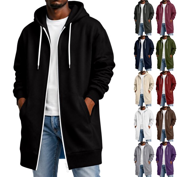 LNZGNM Hoodies for Men Zip Up Loose Fit Casual Fall Sweatshirts, Fashionable Drawstring Long Sleeve Top Coat with Pockets, Army Green (XXXXXL)