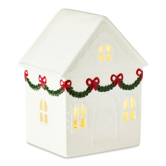 Wadada Light-Up LED Resin House Christmas Tabletop Decoration Christmas Village House White 6 Inch