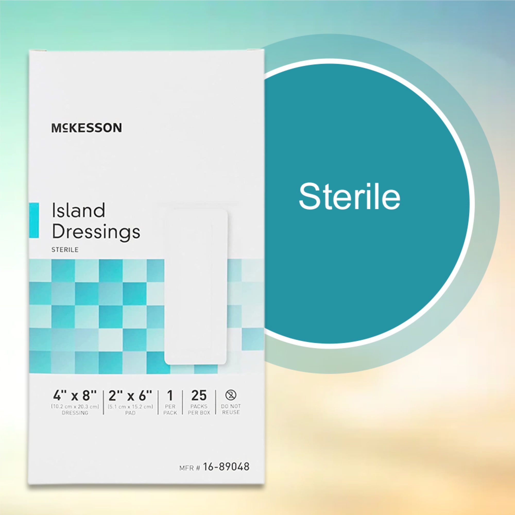 McKesson Island Dressing, Non-Adherent Gauze Pad for Wound Care, 4 in x 8 in, 25 Count, 4 Packs, 100 Total