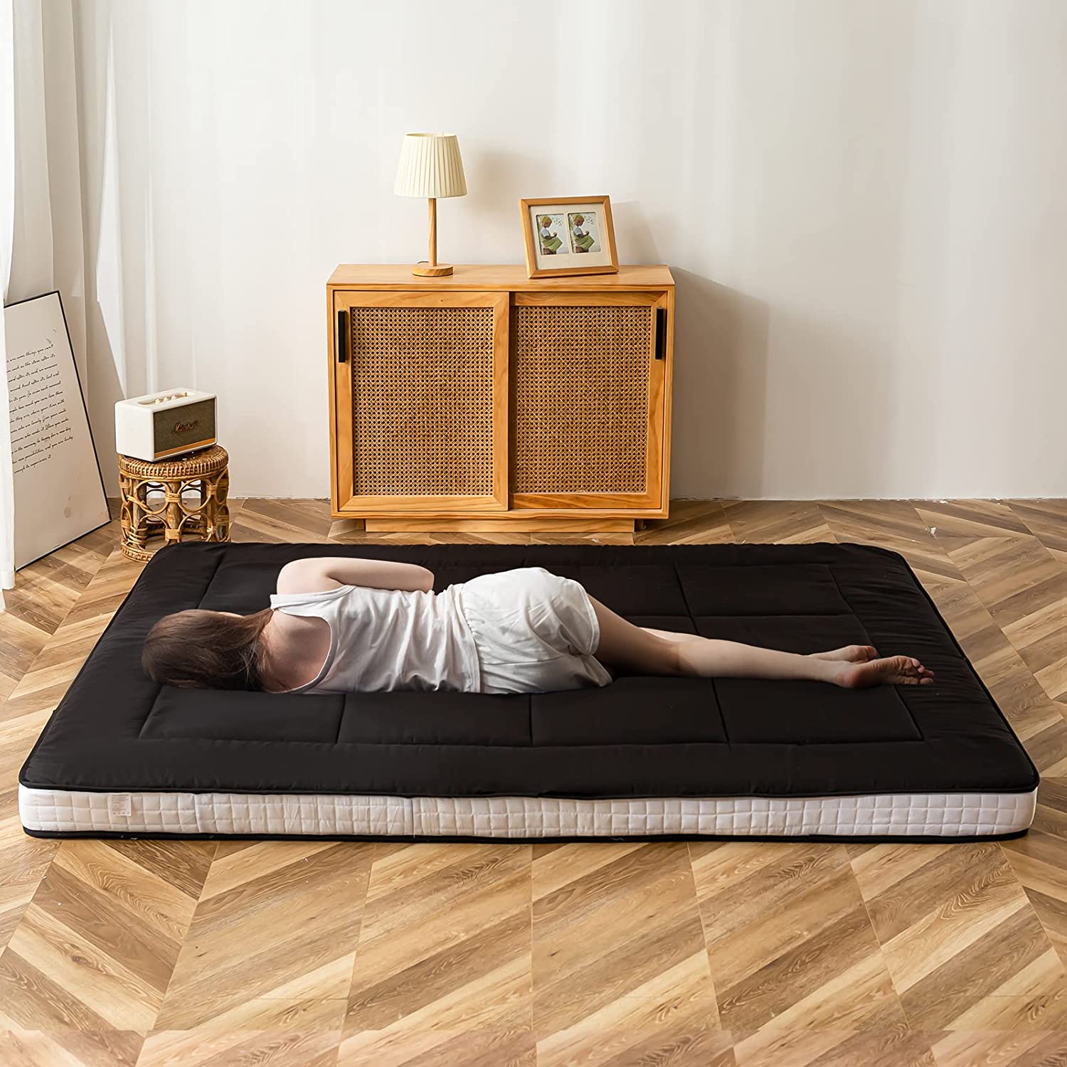 Extra Thick Futon Mattress, Padded Japanese Floor Mattress Quilted Bed