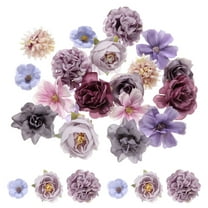 Uxcell Faux Flower Heads Mini Artificial Flowers Bulk Small Multicolor Fabric Flowers for DIY Craft Wedding Party Home Decoration, Purple