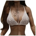 thumbnail image 2 of Aboser Womens Lace Plunge Bras See Through Wirefree Bralettes Mesh Sheer Bra Criss Cross Triangle Lingerie No-Padded Underwear, 2 of 9