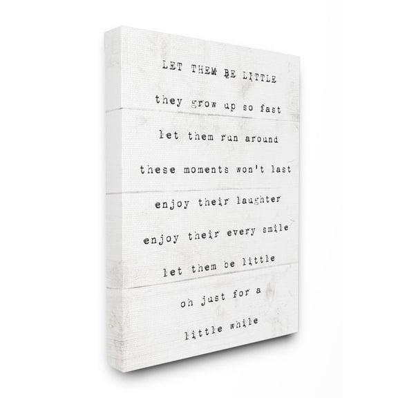 Let Them Be Little Kids Inspirational Word Design Super Oversized Stretched Canvas Wall Art by Daphne Polselli