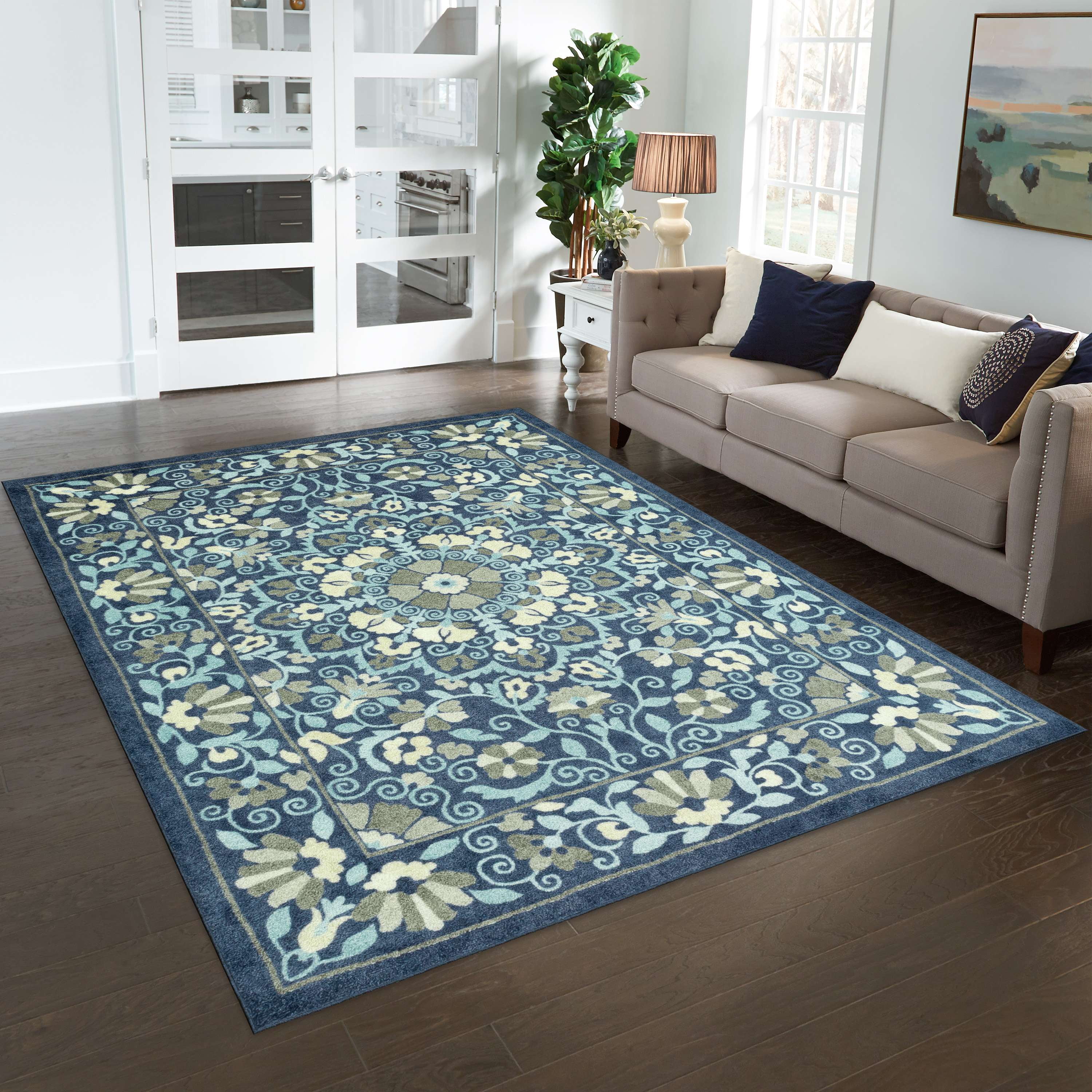 (2 pack) Mainstays Bright Persian Medallion Blue Multicolor Indoor Area Rug, 7' x 10'
