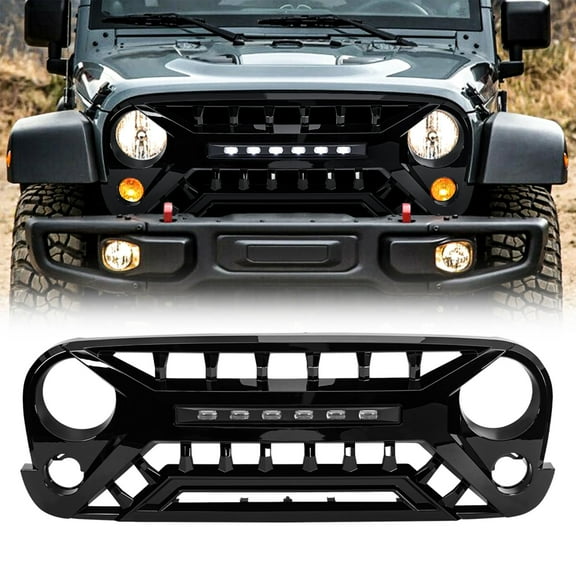 AMERICAN MODIFIED Armor Grille w/Off-Road Lights, 07-18 Jeep Wrangler JK
