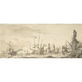 thumbnail image 2 of Bonaventura Peeters the Elder 18x10 Black Ornate Wood Framed Double Matted Museum Art Print Titled - Capriccio View of a Mediterranean Port (17th Century), 2 of 5
