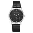 thumbnail image 1 of Reloj de cuarzo con marco plateado y esfera negra grande para un tiempo libre a la moda, 1 of 3