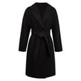 thumbnail image 4 of Women's Notch Lapel Wool Blend Overcoat, Long Length Trench Style Coat, Classic Winter Warm Overcoat, Elegant Casual Outerwear, Versatile Mid-Calf Length Coat Black L, 4 of 8