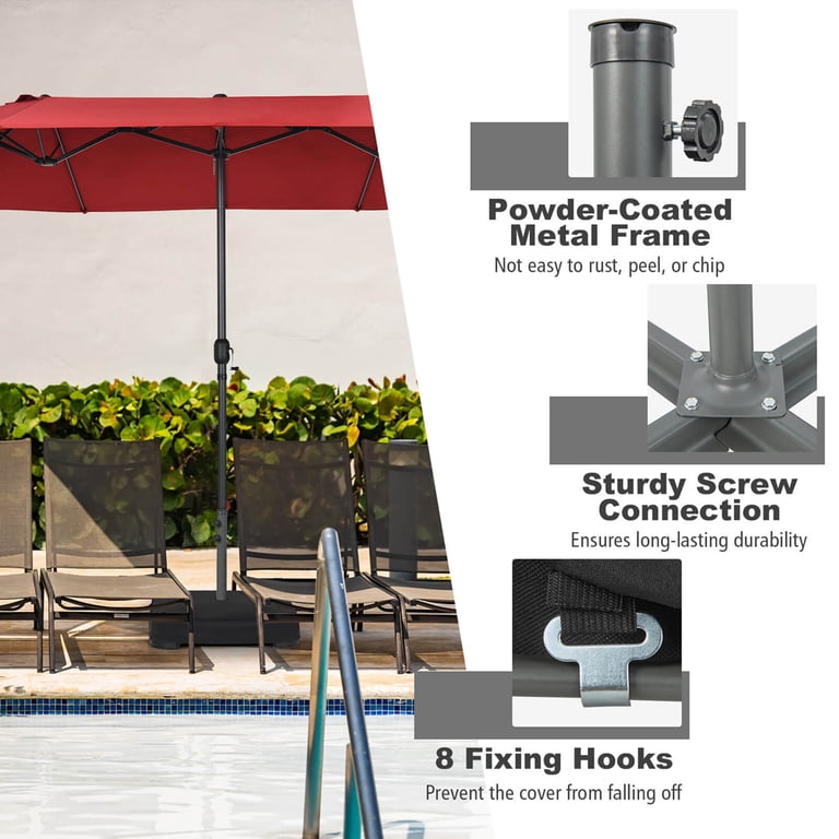 costway patio market offset umbrella base stand with sandbags Costway Patio Market Offset Umbrella Stand Holder Base Sand Filled Sandbags  220lbs Black