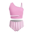 thumbnail image 4 of Big Girls Tankini Set Bathing Suit Graphic Sleeveless Swimsuit Ruffled Striped Print Two Piece With Briefs For Beach Pool, 4 of 8