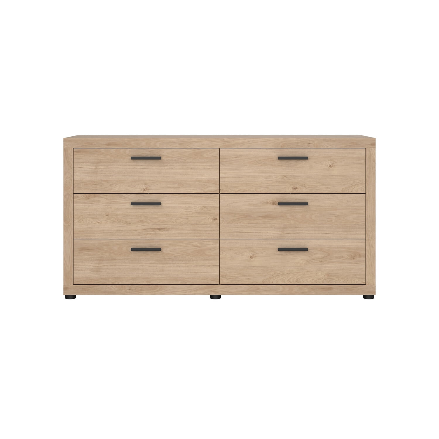 Diana Modern Bedroom 8 Drawer Dresser, Solid Wood, White/Oak