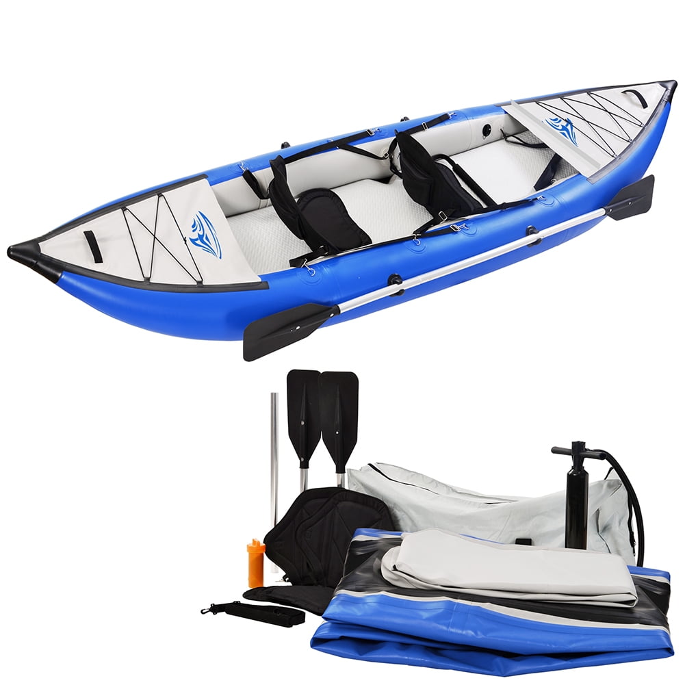 Kadyn Blue Inflatable Kayak Set, 2 Person Inflatable Kayak Canoe with Paddle & Air Pump, Foldable Inflatable Kayak Kadyn Blue Inflatable Kayak Set, 2 Person Inflatable Kayak Canoe with Paddle & Air Pump, Foldable Inflatable Kayak