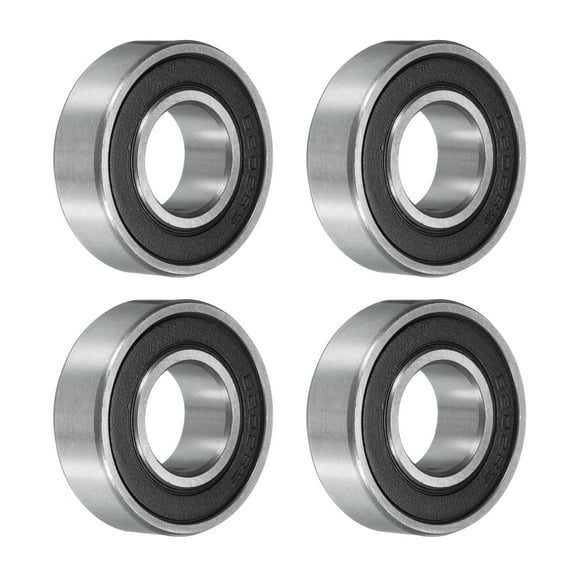 6202-2RS Deep Groove Ball Bearing 5/8 x 1-3/8 x 7/16 inch Double Sealed Chrome Steel Bearings, 4 Packs