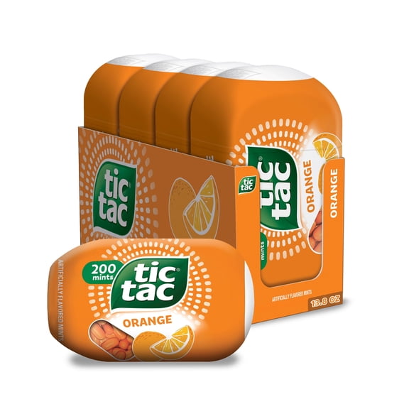 Tic Tac Mints, Orange Bottle Pack, 3.4 Oz, (Pack of 4)