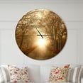 thumbnail image 2 of Designart 'Path to Sunlight in Autumn Forest ' Modern wall clock, 2 of 6