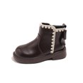thumbnail image 4 of DxhmoneyHX Girls Boots Fleece Lined Warm Faux Leather Shoes Lightweight Low Heel Slip on Ankle Boots Fashion Vintage Solid Winter Shoes Size 28, 4 of 9