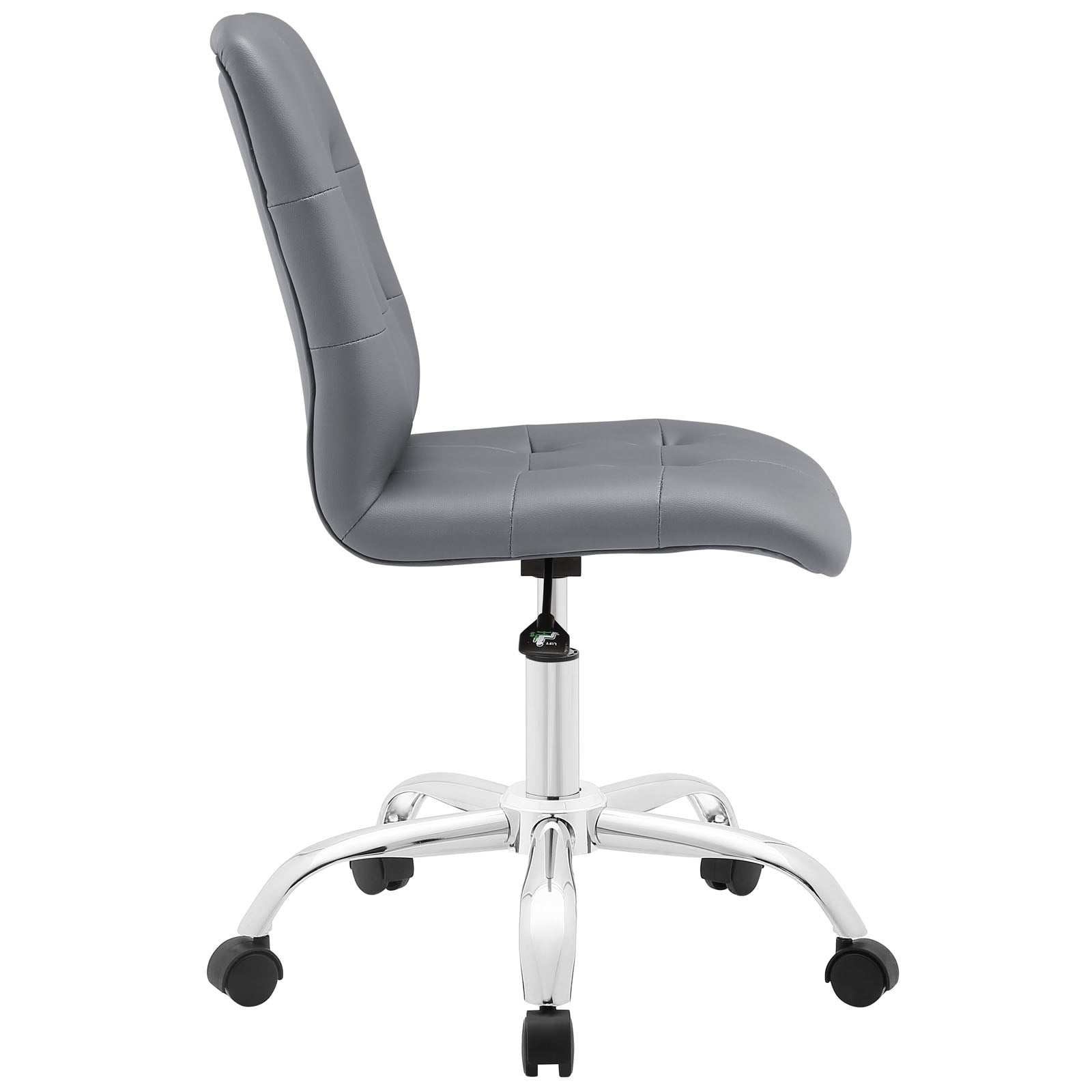 Modway Prim Modern Faux Leather Armless Mid Back Office Chair in Gray