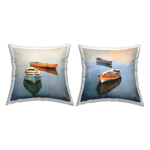 Stupell Industries Two Boats on Lake Decorative Printed Throw Pillow, 18 x 18