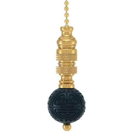 Cinnabar Fan - Navy Blue Faux Cinnabar Ball Fan Pull 2.25