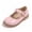 Pink, variant on Rexoro Girls Mary Janes Dress Shoes Faux Patent Leather Hook Loop Toddler Flats for Wedding Party