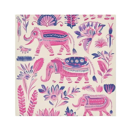 

Napkin Satin Napkin 20*20Inchx1 Kitchen Towel Dinner Plate Towel Decorative Towel Napkin Tea Towel Suitable For Kitchen Table Pink Elephant Herd