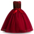 thumbnail image 3 of IBTOM CASTLE Kids Girls Flower Vintage Lace Princess Long Dress Tulle Pageant Formal Party Wedding Floor Dance Evening Gown 13-14 Years Wine Red, 3 of 7