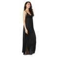 thumbnail image 4 of MeMoi Women's Silky-Soft 53" Maxi-Length Slip Dress with Floral Lace Trim - Womens - Female (L, Black), 4 of 6