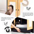 thumbnail image 5 of 47" Double Cat Litter Box Enclosure Furniture, Extra Large Hidden Litter Box Enclosure for 2 Cats with Rattan & Sisal Scratching Doors, Slide-Out Tray on Wheels, P2 Particle Board Washroom Cabinet, 5 of 14
