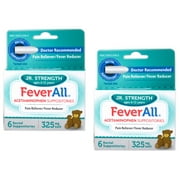 (2 pack) Feverall Children Acetaminophen Suppositories 6 Rectal Suppositories 325mg Each Pain Reliever/Fever Reducer. Paraben Free, No Artificial Colors or Other preservatives. Ages 6-12 Years