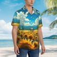 thumbnail image 5 of Balery Field Bicycle Young Sunflower Print Men's Hawaiian Shirts Short Sleeve Beach Shirt Relaxed Fit Vacation Button Down Shirts-Large, 5 of 9