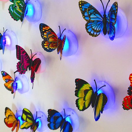 Hotpom LED Butterfly Decorations Night Light, 3D Colorful Butterfly Wall Decor for Festive Celebrations, Wedding Proposals, Birthday Parties, Ambiance Decoration