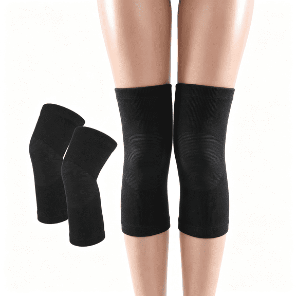 BESTSKY Black Knee Brace Sleeve, Comfortable Elastic Knee Brace for Men Women | 2 Pack Soft Lightweight Knee Support for Women Running Sports Knee Sleeves for Women
