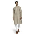 thumbnail image 1 of Ethnix Men's Mandarin Collar Solid Textured Staple Kurta Pajama 2-piece set; Natural Earth; LG, 1 of 5