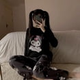 thumbnail image 4 of Pijamas de dos piezas de dibujos animados de Kawai Sanrio Kuromi, ropa de casa suave de Corea del Sur, regalo de Navidad para niñas salientes, Otoño, nuevo, 4 of 4