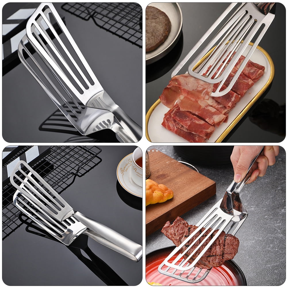 1pc, Stainless Steel Steak Clamp and Slotted Food Tong - Perfect for  Frying, Cooking, and Serving - Kitchen Utensils and Accessories