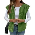 thumbnail image 2 of Htigea Womens Sleeveless Jackets Sherpa Lined Vest Fall Fashion Casual Outerwear Open Front Cardigans Green XL, 2 of 8