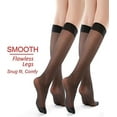 thumbnail image 3 of G&Y  9 Pairs Knee High Pantyhose with Reinforced Toe - 20D Nylon Stockings for Women, Black, 3 of 7